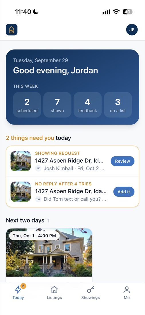 ShowingPulse Home on iPhone